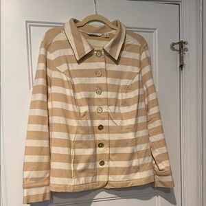 Isaac Mizrahi Striped Tan and Cream Women's Jacket/Blazer
